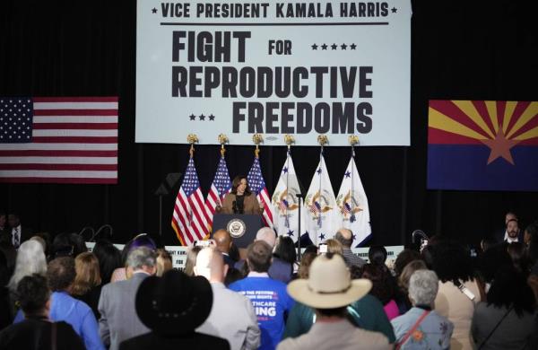 Vice President Kamala Harris gives a speech on her natio<em></em>nwide 