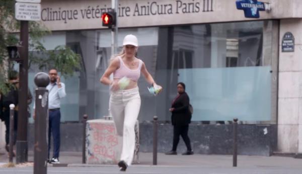 Woman running with sneakers