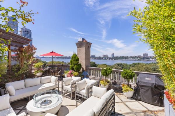 A plush outdoor lounge area.