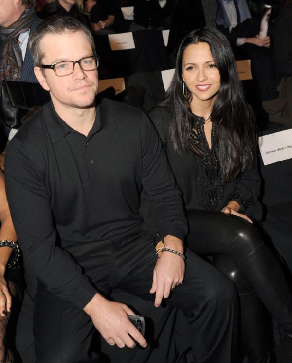 Matt Damon and Luciana Barroso sitting front row at Naeem Khan's NYFW show.