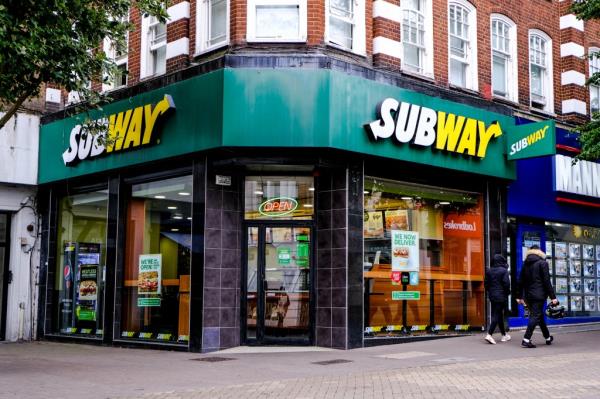Outside of a Subway store.