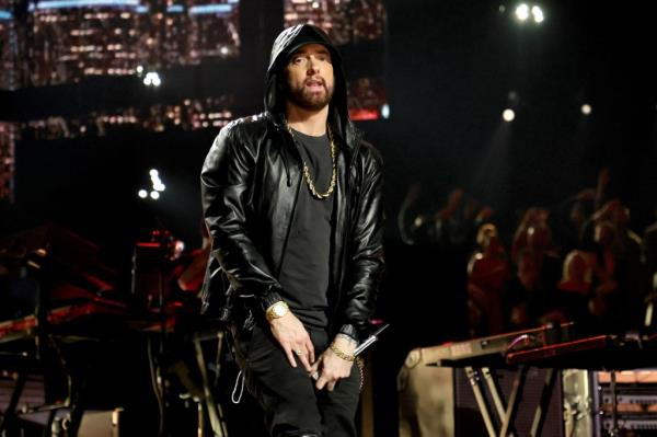 Eminem at the 2022 Rock and Roll Hall of Fame Induction Ceremony