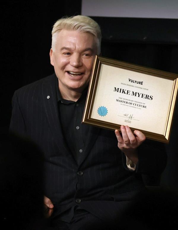 Mike Myers speaks o<em></em>nstage at Mike Myers: Ho<em></em>norary Degree during New York Magazine's Vulture Festival at NYA EAST on November 16, 2024 in Los Angeles, California.