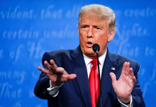 U.S. President Do<em></em>nald Trump speaks during the final 2020 U.S. presidential campaign debate with Democratic presidential nominee Joe Biden at Belmont University in Nashville, Tennessee, U.S., October 22, 2020. 