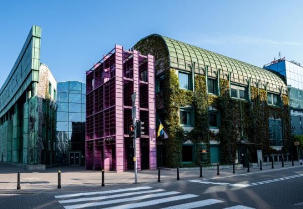 Warsaw, Poland- 05.02.2022: The buildings of the Warsaw University Library. The co<em></em>ncept of modern architecture.