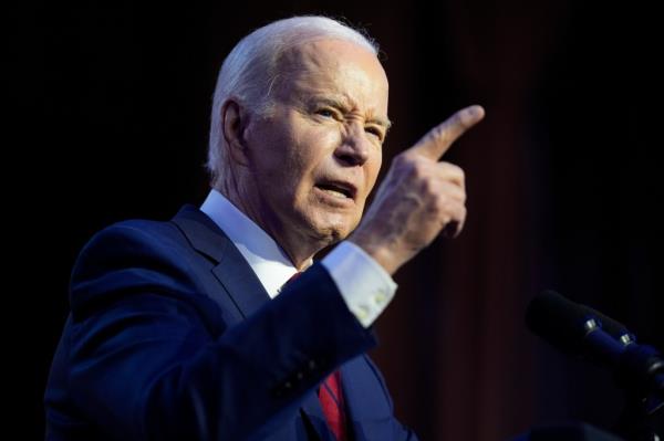 President Joe Biden giving a speech at the North America's Building Trade Unio<em></em>n Natio<em></em>nal Legislative Co<em></em>nference in Washington, 2024