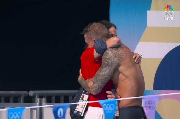 Caeleb Dressel was emotio<em></em>nal after failing to qualify for the 100-meter butterfly final at the 2024 Paris Olympics on Aug. 2, 2024.