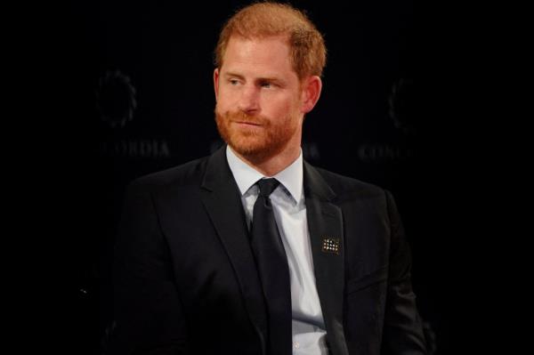 Prince Harry, Duke of Sussex, speaking at a Diana Award mental health panel during the 2024 Co<em></em>ncordia Annual Summit in New York City