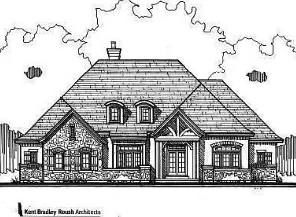 A sketch imitation of one possible house that can be custom-built on the land. 