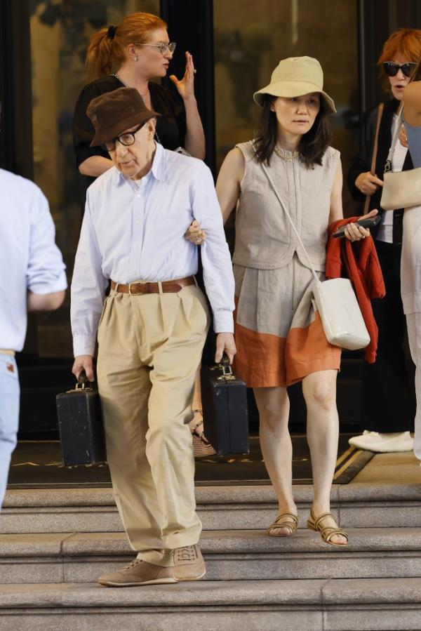 Woody Allen and Soon-Yi Previn are seen on September 06, 2023 in Milan, Italy. 
