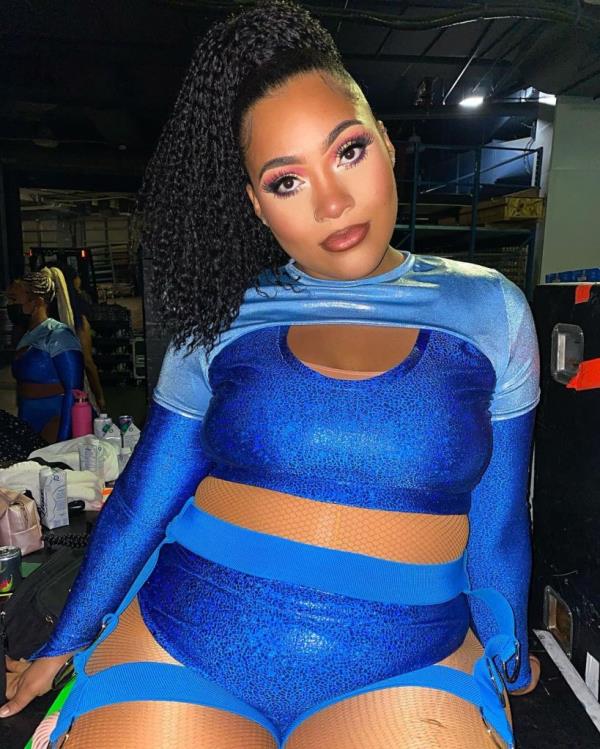 Crystal Williams in blue set