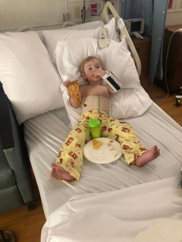Two-year-old Finny at the hospital