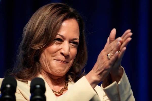 Vice President Kamala Harris speaking at Zeta Phi Beta Sorority co<em></em>nvention in Indianapolis, 2024