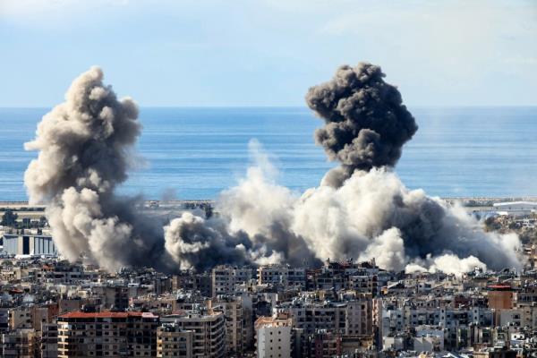 Smoke rises from the site of an Israeli airstrike that targeted Beirut's southern suburbs on Nov. 26, 2024.