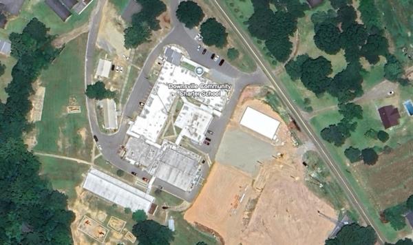 Aerial view of Downsville Community Charter School, Louisiana
