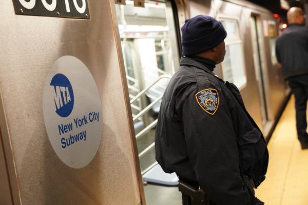 Police at the scene wher<em></em>e a person was stabbed on a subway train at W72nd Street at Broadway in New York, NY around 11:15 p.m. on October 19, 2022.
