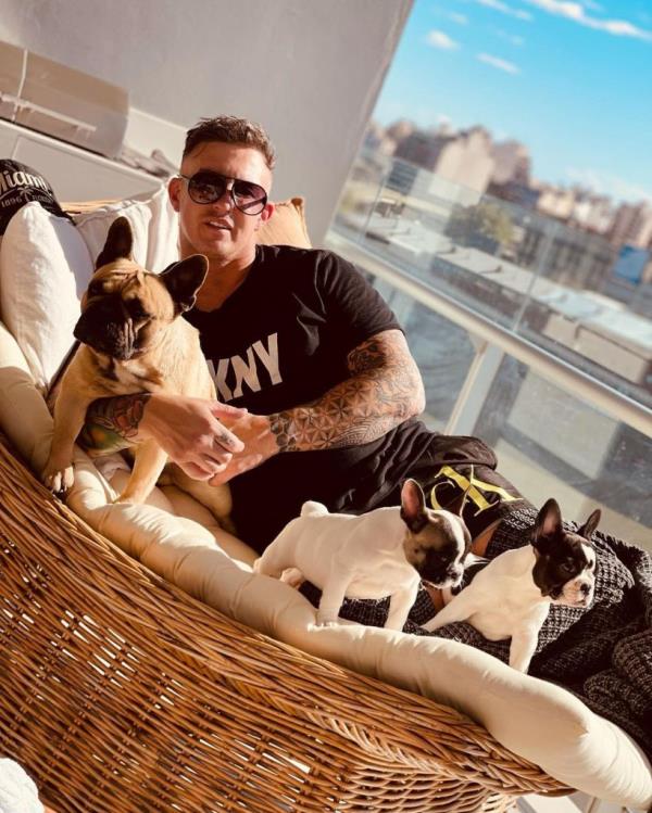 Algaba with his dogs.