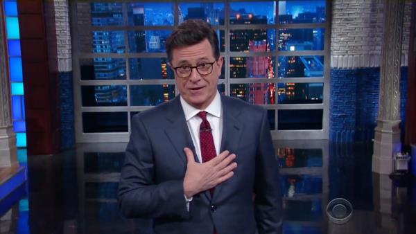 Stephen Colbert on the set of 