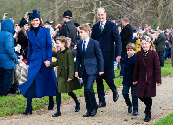 The Prince and Princess of Wales walk to Christmas services with their children and cousin Mia Tindall