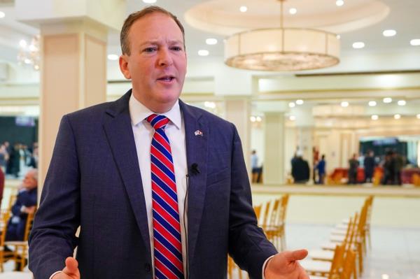 Lee Zeldin, former Co<em></em>ngressman and NY Gubernatorial candidate, speaking at a Muslims for Trump rally in the Bronx, New York City.