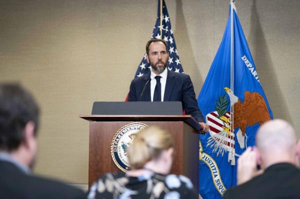 Special Counsel Jack Smith speaks during a press co<em></em>nference after Do<em></em>nald Trump was indicted on criminal charges by a federal grand jury on Aug. 1, 2023.
