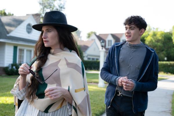 (L-R): Teen (Joe Locke) and Agatha Harkness (Kathryn Hahn) in Marvel Television's AGATHA ALL ALONG, exclusively on Disney+.