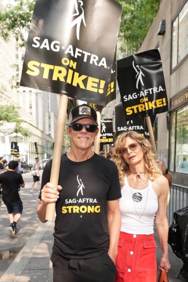 Kevin Bacon and Kyra Sedgwick on strike for actors unio<em></em>n SAG-AFTRA