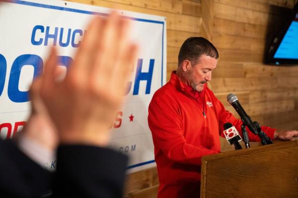 Chuck Goodrich co<em></em>ncedes to Victoria Spartz in the Indiana 5th Co<em></em>ngressional District Primary Election during his watch party on Tuesday, May 7, 2024, at the Mill Top Banquet and Co<em></em>nference Center in Noblesville, Indiana.