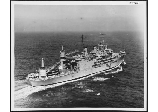 The USS Curtiss, the ship Fernandez worked on, at sea in 1954.