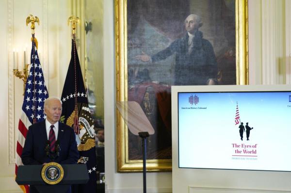 President Joe Biden speaks during a ceremony ho<em></em>noring American veterans on the eve of the 83rd Anniversary of the attack on Pearl Harbor at the White House on Dec. 6, 2024.