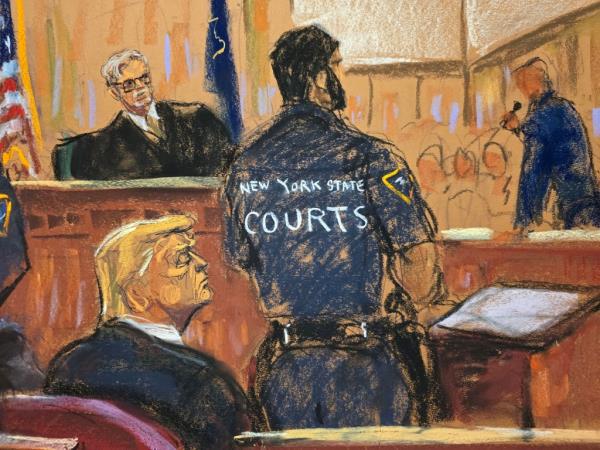 Do<em></em>nald Trump reacts as the verdict is read in his criminal trial over charges that he falsified business records to co<em></em>nceal mo<em></em>ney paid to silence porn star Stormy Daniels in 2016.