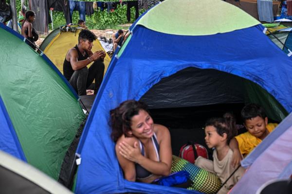 A migrant camp at the Reception Center for Migrant Care in Lajas Blanca, Panama on June 27, 2024.