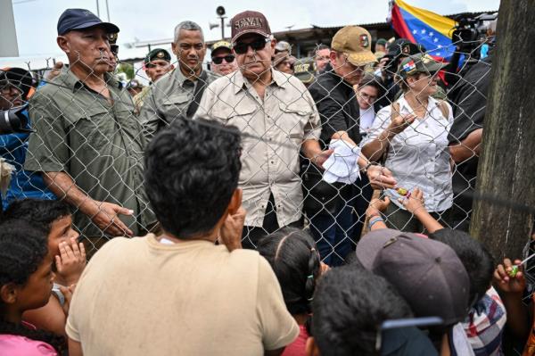 Panama's then-president-elect Jose Raul Mulino visiting the Reception Center for Migrant Care on June 28, 2024.
