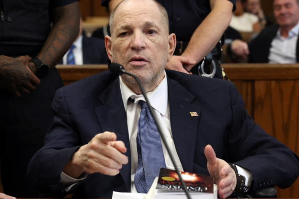 Harvey Weinstein appearing in a New York court for a pre-trial hearing, ahead of his rape and sexual assault trial, on October 23, 2024.