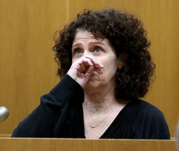 Gregor's mother Carolyn Gregor become's emotio<em></em>nal as she testifies at her son's murder trial on May 9, 2024.