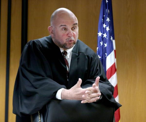 Superior Court Judge Guy P. Ryan speaks to jurors during Christopher Gregor's trial on May 15, 2024.