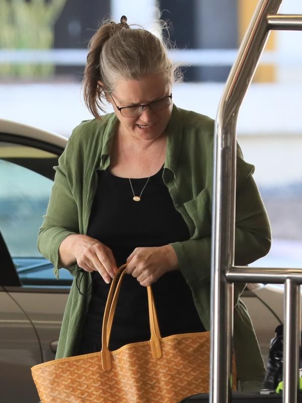 Bridget Fo<em></em>nda makes a rare public appearance at LAX on Monday.