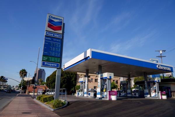 A Chevron gas station in Los Angeles, California, US, on Monday, Aug. 5, 2024.