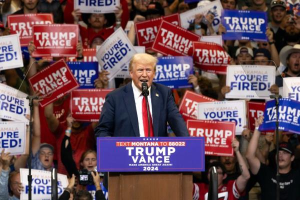 Former President Do<em></em>nald Trump accused Vice President Kamala Harris and her new running mate, Minnesota Gov. Tim Walz, of running on a “fake record” during a campaign rally in Mo<em></em>ntana on Friday. 