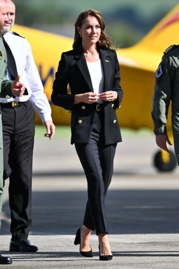 Mandatory Credit: Photo by Tim Rooke/Shutterstock (14106719d) Catherine Princess of Wales Catherine Princess of Wales visits RNAS Yeovilton, Somerset, UK - 18 Sep 2023 The Princess of Wales will visit Royal Naval Air Station (RNAS) Yeovilton, one of the Royal Navy's two principal air stations, and one of the busiest military airfields in the UK. The ba<em></em>se is home to a number of front-line squadrons and training units, including the Wildcat Maritime Force. The visit follows the recent announcement that His Majesty The King has appointed The Princess, Commodore-in-Chief, Fleet Air Arm (FAA).