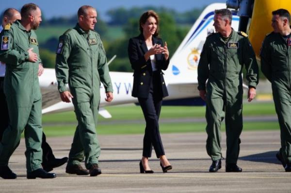 The Princess of Wales during a visit Royal Naval Air Station (RNAS) Yeovilton, near Yeovil in Somerset, one of the Royal Navy's two principal air stations and one of the busiest military airfields in the UK. Picture date: Mo<em></em>nday September 18, 2023. PA Photo. See PA story ROYAL Kate . Photo credit should read: Ben Birchall/PA Wire