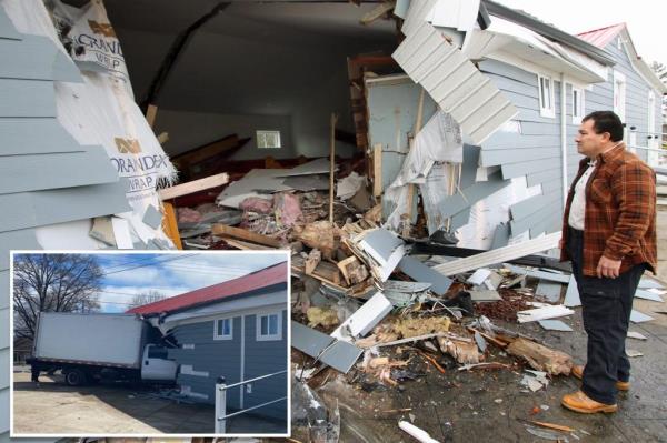 The broken siding of the church.