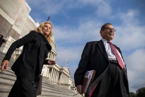 WASHINGTON, DC - SEPTEMBER 11: Rep. Carolyn Malo<em></em>ney (D-NY) and House Judiciary Committee Chairman Jerrold Nadler (D-NY) depart following an observance and campus wide moment of silence for the Natio<em></em>nal Day of Service and Remembrance ho<em></em>noring victims of the September 11, 2001 terrorist attacks on Capitol Hill on September 11, 2019 in Washington, DC. (Photo by Zach Gibson/Getty Images)