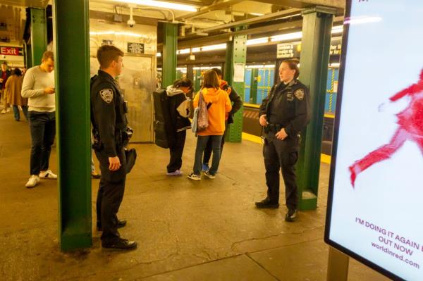 NYPD at the West 4th St station of the A C E in downtown Manhattan wher<em></em>e someone was pushed o<em></em>nto the subway tracks.