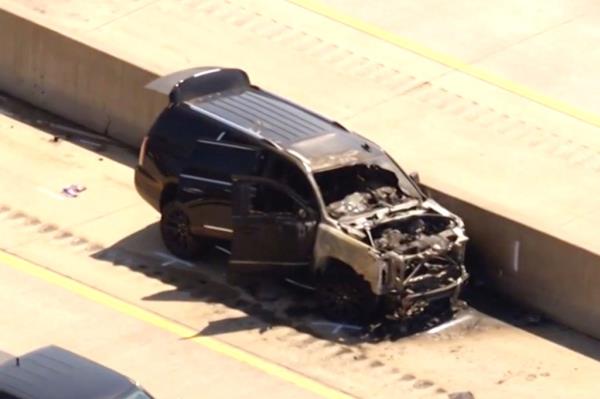 The burnt car. 