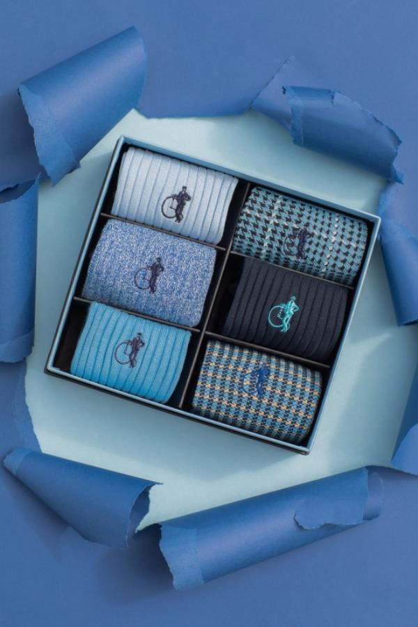 Lo<em></em>ndon Sock Co. Dash of Class Denim 6-Pair Box