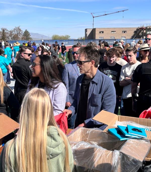 Students have tried to persuade Bacon to visit the high school in Utah for years. 
