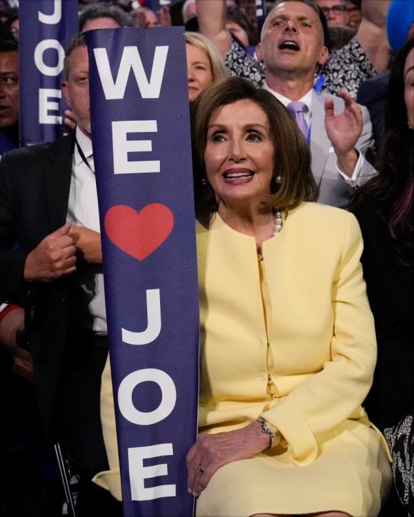 Nancy Pelosi seemed to have a less-than-enthusiastic demeanor while participating in a “We Love Joe” chant for President Biden at the Democrat Natio<em></em>nal Convention