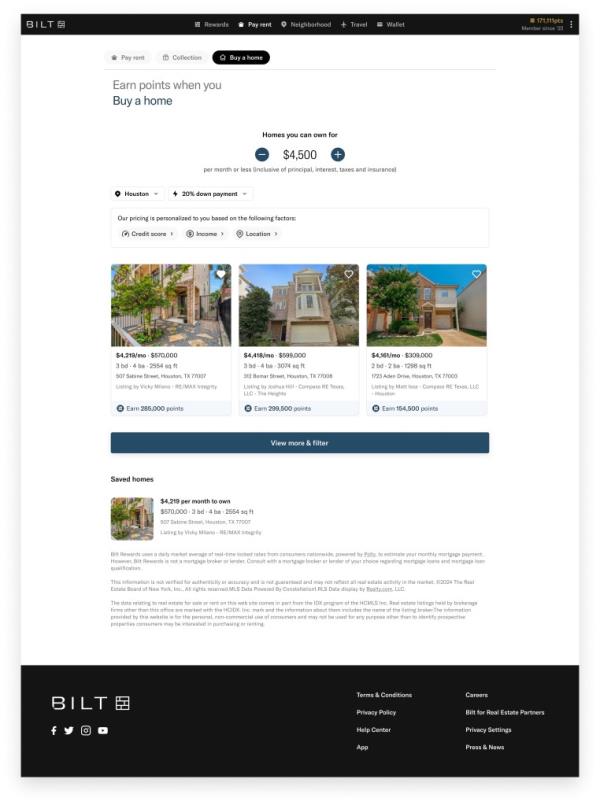 Bilt's perso<em></em>nalized home search tool.