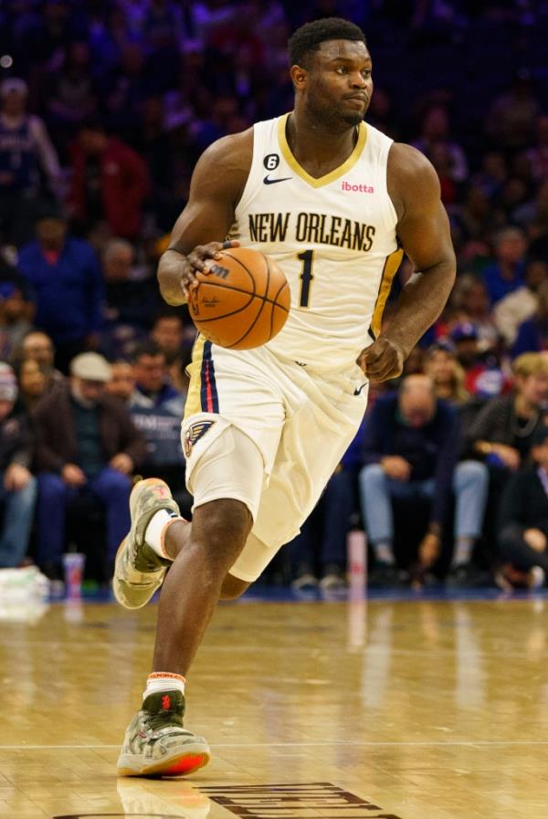 Zion Williamson playing for the Pelicans.